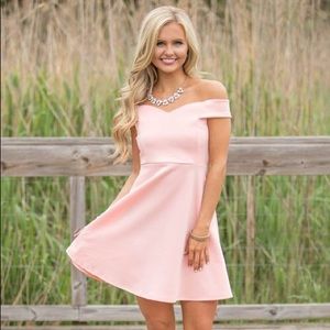 Pink/Peach off-the-shoulder dress